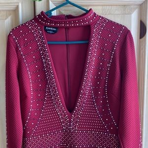 BEBE Gorgeous red low-cut collared dress w sequins size medium.